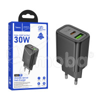 Сетевое зарядное устройство USB/Type-C Hoco N63 (30W, QC3.0, PD, 2 порта, GaN) Черный