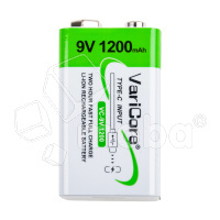Аккумуляторные батарейки "Крона" 6LR61 VariCore Li-ion 9V 1200 mAh (перезаряжаемые, зарядка через Type-C)