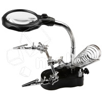 Держатель TE-801 (с лупой, третья рука, подсветка, подставка под паяльник)