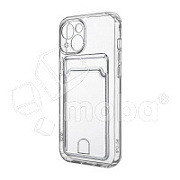 Чехол-накладка для iPhone 13 mini (с защитой камеры, карманом для карт, прозрачный)