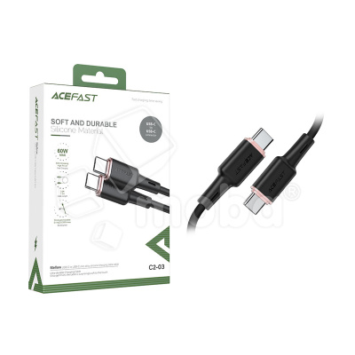 Кабель Type-C - Type-C Acefast C2-03 (3A, 60W, PD, силикон, 1.2 м) Черный